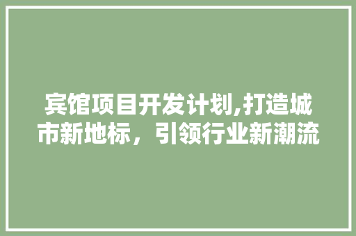 宾馆项目开发计划,打造城市新地标，引领行业新潮流