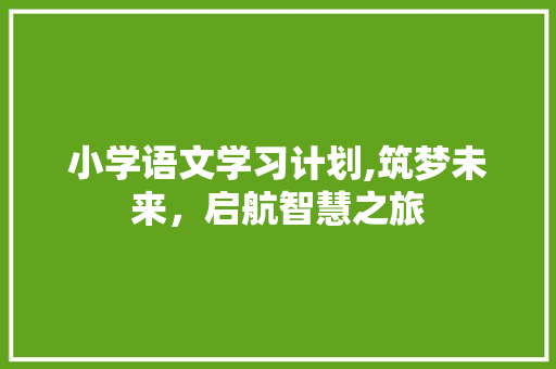 小学语文学习计划,筑梦未来，启航智慧之旅