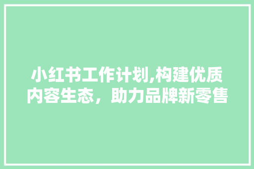 小红书工作计划,构建优质内容生态，助力品牌新零售发展