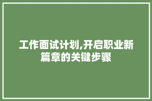 工作面试计划,开启职业新篇章的关键步骤