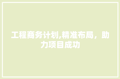 工程商务计划,精准布局，助力项目成功