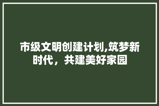 市级文明创建计划,筑梦新时代，共建美好家园