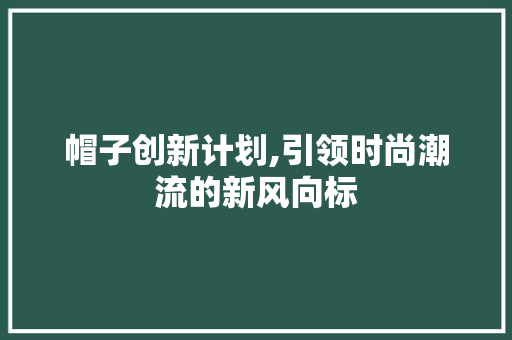 帽子创新计划,引领时尚潮流的新风向标