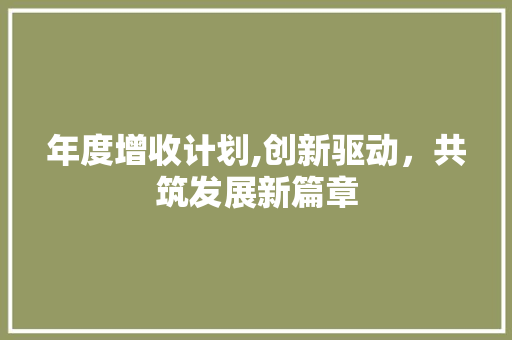 年度增收计划,创新驱动，共筑发展新篇章