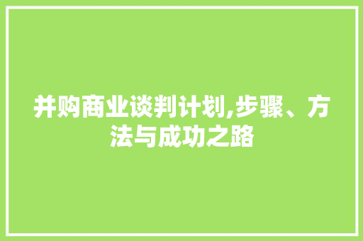 并购商业谈判计划,步骤、方法与成功之路