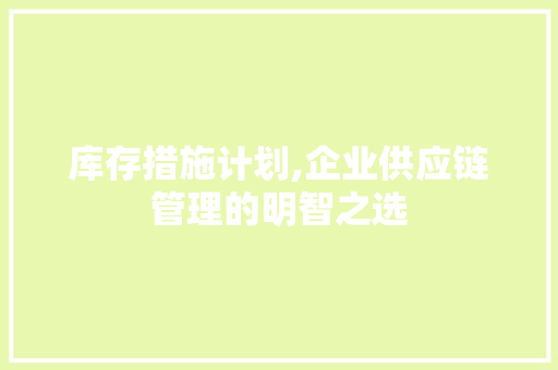 库存措施计划,企业供应链管理的明智之选