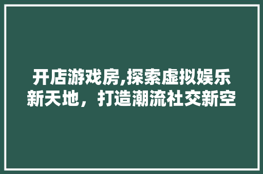 开店游戏房,探索虚拟娱乐新天地，打造潮流社交新空间