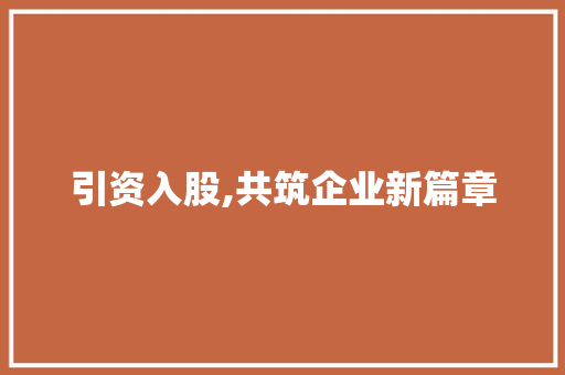 引资入股,共筑企业新篇章