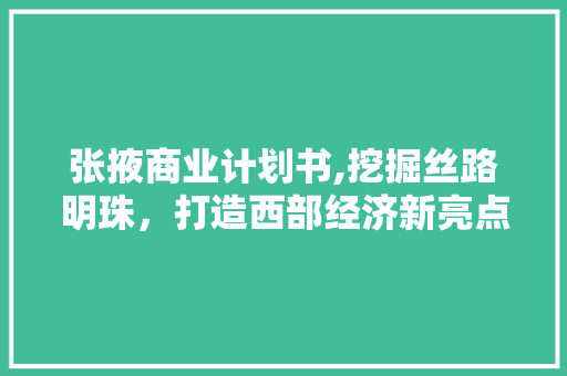 张掖商业计划书,挖掘丝路明珠，打造西部经济新亮点