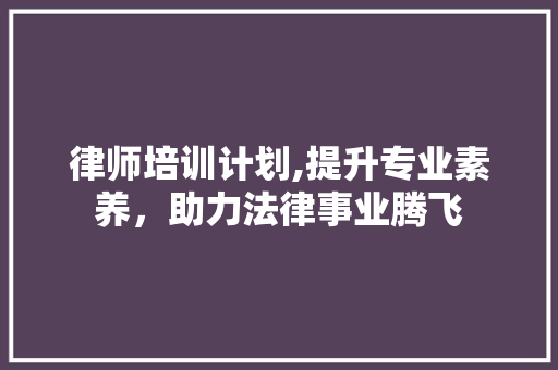 律师培训计划,提升专业素养，助力法律事业腾飞