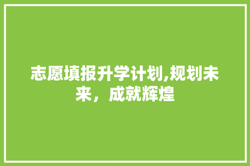 志愿填报升学计划,规划未来，成就辉煌