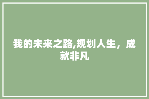 我的未来之路,规划人生，成就非凡