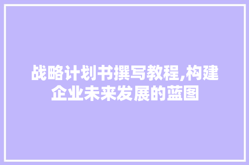 战略计划书撰写教程,构建企业未来发展的蓝图