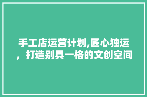 手工店运营计划,匠心独运，打造别具一格的文创空间