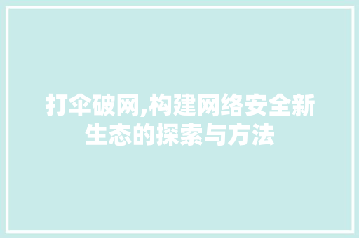 打伞破网,构建网络安全新生态的探索与方法