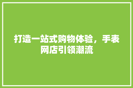 打造一站式购物体验，手表网店引领潮流 学术范文