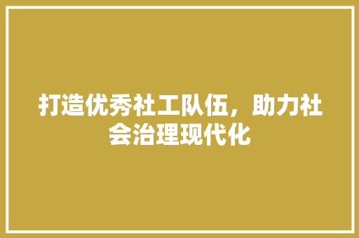 打造优秀社工队伍，助力社会治理现代化