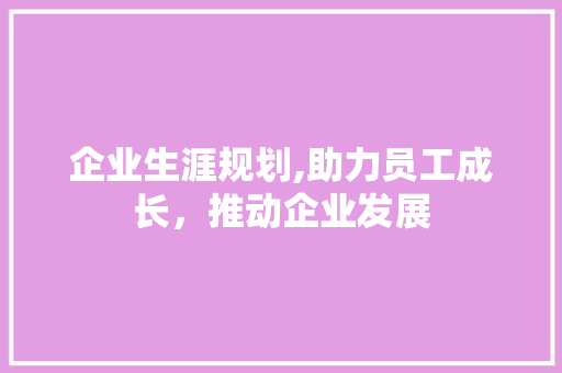 企业生涯规划,助力员工成长，推动企业发展