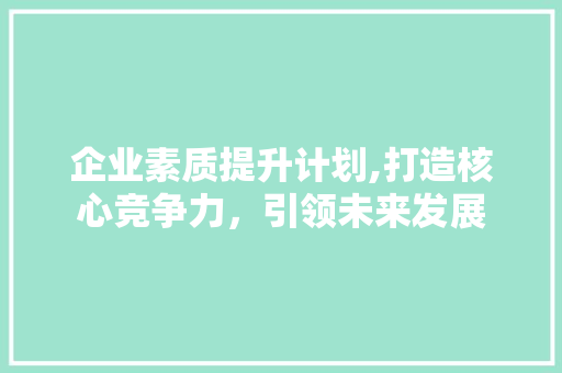 企业素质提升计划,打造核心竞争力，引领未来发展