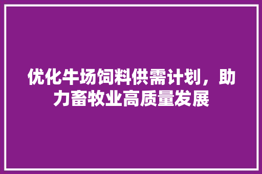 优化牛场饲料供需计划，助力畜牧业高质量发展