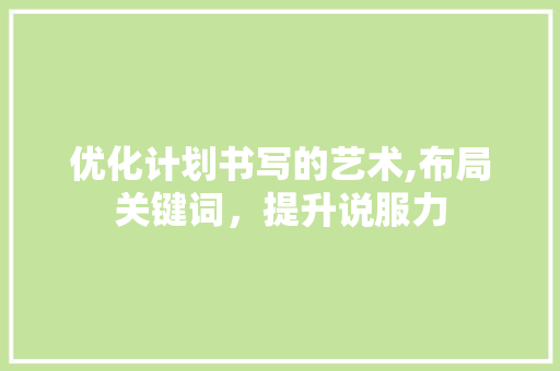 优化计划书写的艺术,布局关键词，提升说服力