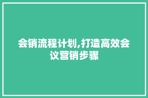 会销流程计划,打造高效会议营销步骤