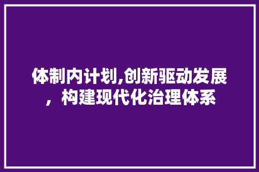 体制内计划,创新驱动发展，构建现代化治理体系