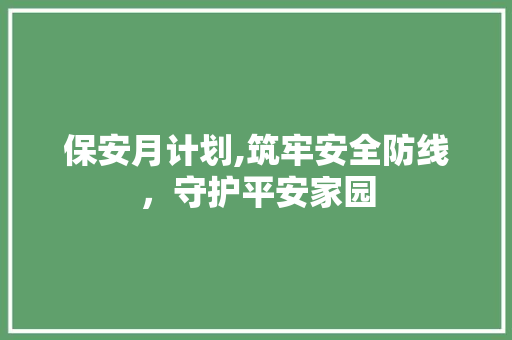 保安月计划,筑牢安全防线，守护平安家园