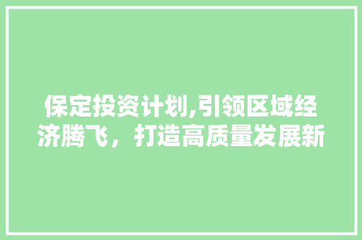 保定投资计划,引领区域经济腾飞，打造高质量发展新引擎