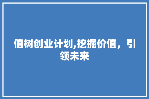 值树创业计划,挖掘价值，引领未来