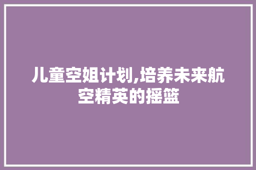 儿童空姐计划,培养未来航空精英的摇篮