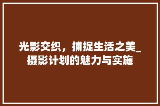 光影交织，捕捉生活之美_摄影计划的魅力与实施