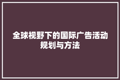 全球视野下的国际广告活动规划与方法