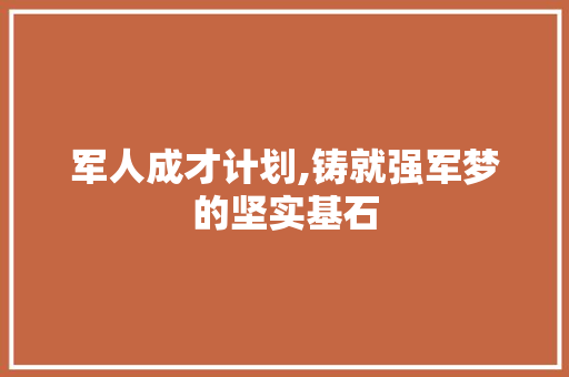 军人成才计划,铸就强军梦的坚实基石