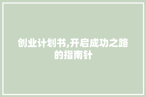 创业计划书,开启成功之路的指南针