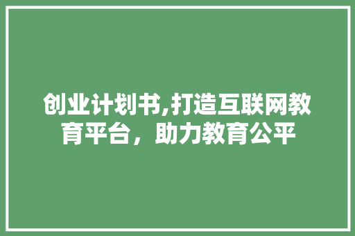 创业计划书,打造互联网教育平台，助力教育公平