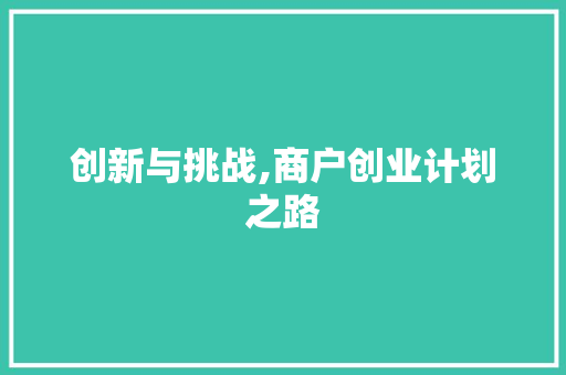 创新与挑战,商户创业计划之路