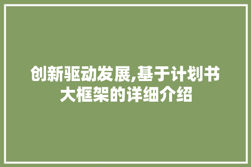 创新驱动发展,基于计划书大框架的详细介绍