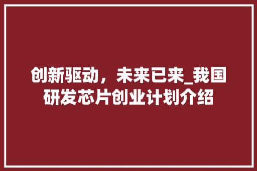 创新驱动，未来已来_我国研发芯片创业计划介绍