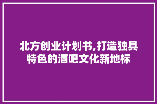 北方创业计划书,打造独具特色的酒吧文化新地标