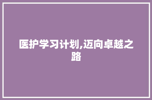 医护学习计划,迈向卓越之路