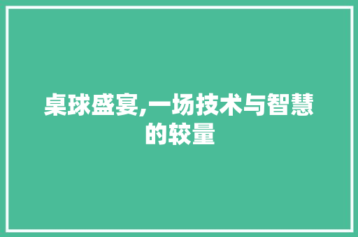 桌球盛宴,一场技术与智慧的较量