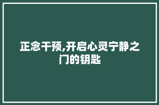 正念干预,开启心灵宁静之门的钥匙