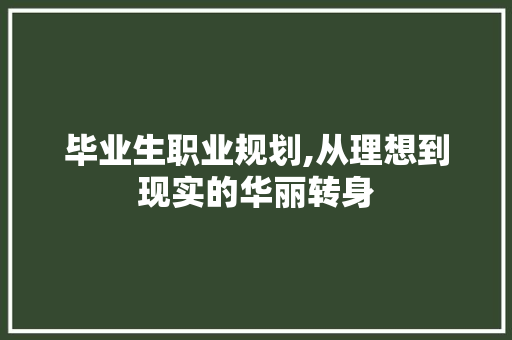 毕业生职业规划,从理想到现实的华丽转身