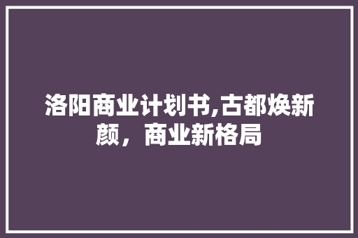 洛阳商业计划书,古都焕新颜，商业新格局 工作总结范文