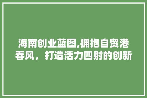 海南创业蓝图,拥抱自贸港春风，打造活力四射的创新热土