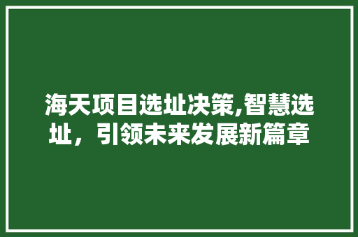 海天项目选址决策,智慧选址，引领未来发展新篇章