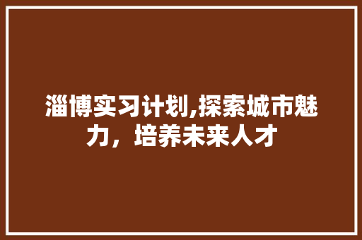 淄博实习计划,探索城市魅力，培养未来人才