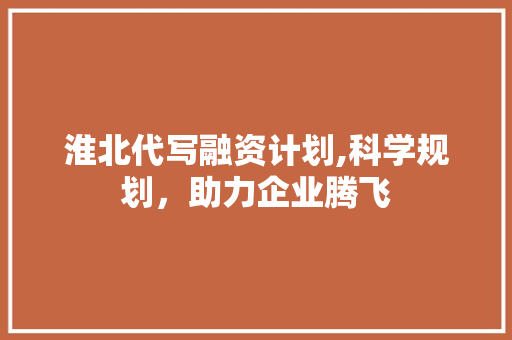 淮北代写融资计划,科学规划，助力企业腾飞