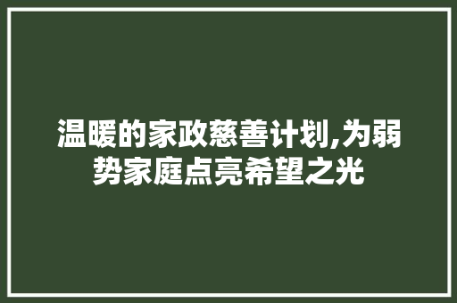 温暖的家政慈善计划,为弱势家庭点亮希望之光